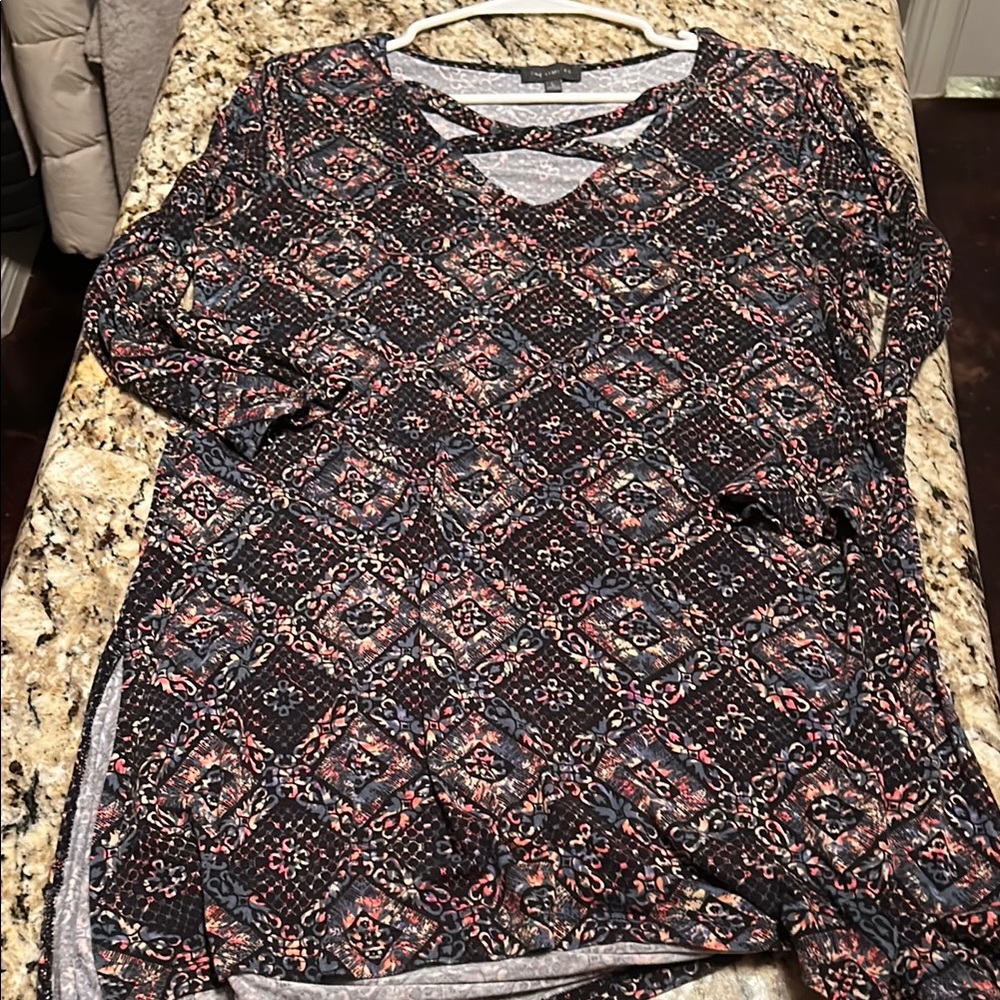 The Limited Gray and Multicolor Criss-Cross Top